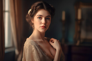 ロココ調の衣装を着た女性