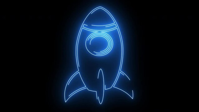animated rocket logo with glowing neon lines