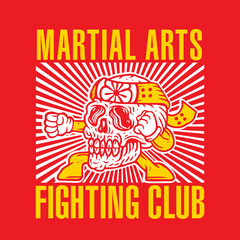 Skull Martial Arts Fighting Club Illustration Design