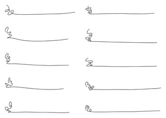 シンプルな飾り罫、テキスト装飾、手書きのベクター素材