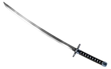 Samurai Sword or Rapier isolated on white background, Sliver Samurai Sword with long blade on White Background PNG File.