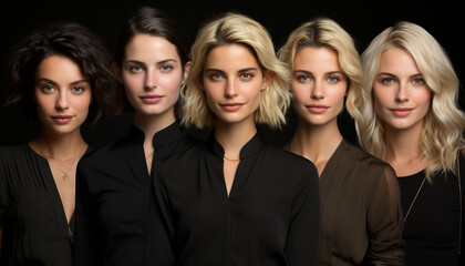 Fototapeta premium A group of confident, successful businesswomen smiling at camera generated by AI