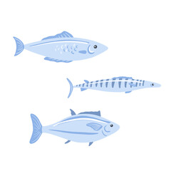 Fish set. Vector illustration in cartoon style isolated on white background