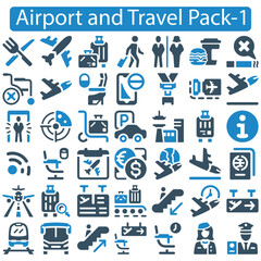 Airport and Travel icon set vector illustration