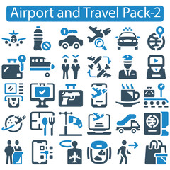 Airport and Travel icon set vector illustration