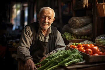 Fototapeta na wymiar Portrait of a market merchant in Turkey.