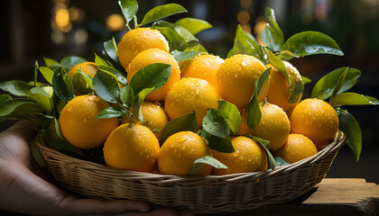 Freshness of citrus fruit in nature, healthy eating outdoors generated by AI