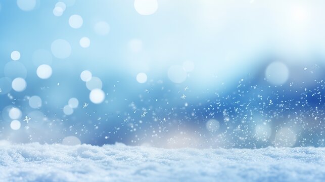 Winter snow on blurred background