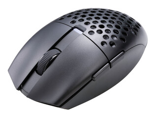 Black Wireless Computer Mouse isolated on white background, Wireless computer mouse on white PNG...