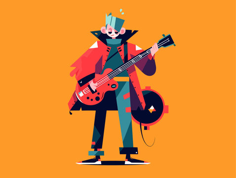 Musician in cool trendy style, vector graphic, simple shapes