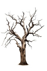 Dead tree isolated on white background.