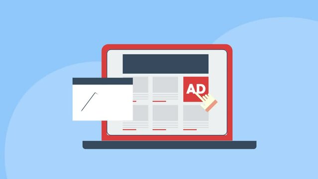 Display advertising promoting business through visual ads on website or blog network, increase web traffic, sales and conversion, video animation clip.