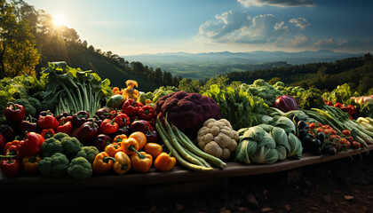 Freshness of nature healthy eating, organic vegetable farm harvest generated by AI - obrazy, fototapety, plakaty