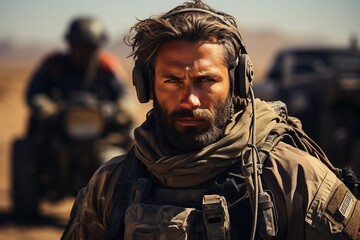 Obraz premium Soldier in desert.