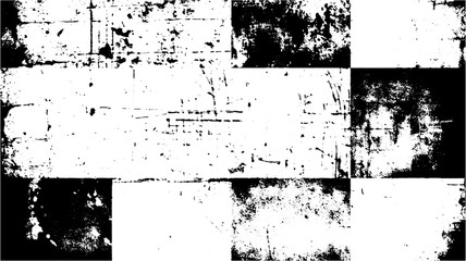 Black distorted grungy isolated layers. Dust Overlay Distress Grainy Grungy Effect. Scratched Grunge Urban Background Texture Vector.	