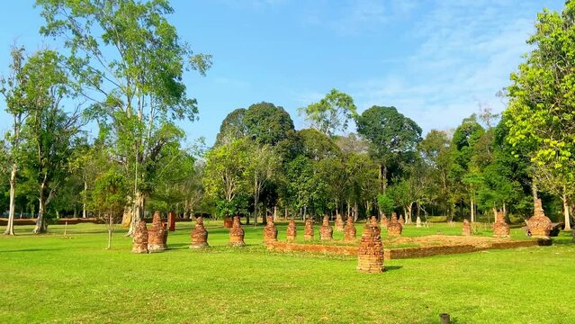 The Muaro Jambi Temple Complex is currently undergoing restoration.
is a historical relic from the Srivijaya kingdom located in Jambi province, Indonesia, and is included in UNESCO's world heritage