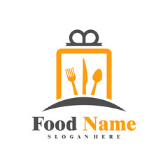 Food Gift logo design Vector. Gift Food logo design template Illustration