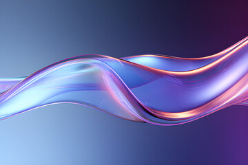 Abstract Glass Wave 3d Rendering. Chromatic Dispersion and Thin Film Spectral Effect.