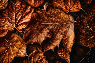 Fototapeta na wymiar Close-up autumn dry leaf textured wallpaper
