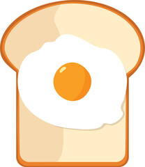 Obraz premium 1 slice of brown bread with fried eggs placed on top of the bread