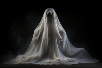 Creepy ghost on black background