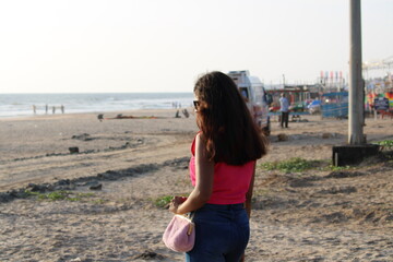 woman walking on the beach