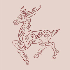  reindeer with ornaments vector for card decoration illustration