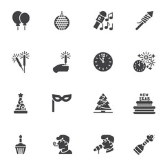 Happy new year vector icons set