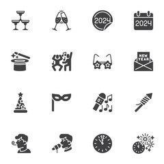 Happy new year event vector icons set
