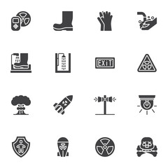 Radiation safety protection vector icons set