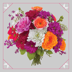 Bouquet with different garden flowers