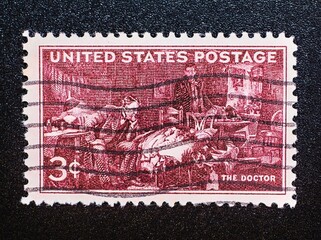 Close-Up Look at the 1947 U.S. 3 Cent Stamp Honoring America's Doctors