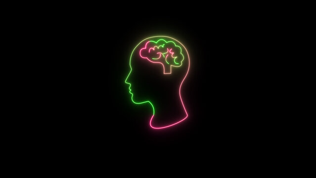 Human brain neon light icon. brain medical structure.The human brain. See my portfolio for more color or design images.