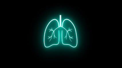 Glow Healthy Lungs, Human Respiratory System. Medical or science concept. Neon mash digital illustration. Part of Human Organic. Lung disease, pneumonia, healthy lungs.