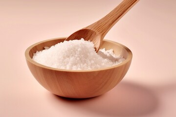 Fototapeta na wymiar Crystals of coarse salt, rich in sodium, in a kitchen bowl.
