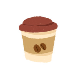 Cup of coffee oil pastel style illustration