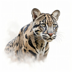 Clouded leopard isolated on white background