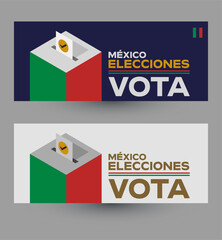 Vota Mexico Elecciones, Vote Mexican Elections spanish text design.