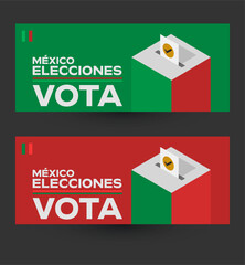 Vota Mexico Elecciones, Vote Mexican Elections spanish text design.