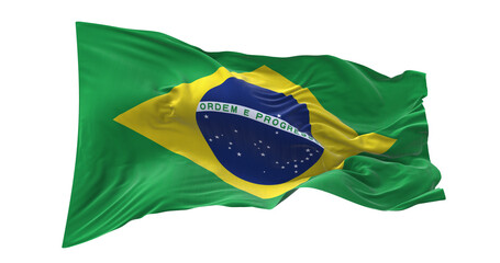 3d illustration flag of Brazil. Brazil flag waving isolated on white background with clipping path. flag frame with empty space for your text.