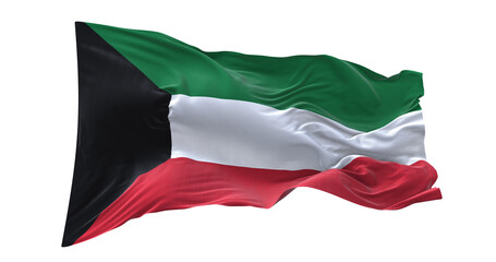 3d illustration flag of Kuwait. Kuwait flag waving isolated on white background with clipping path. flag frame with empty space for your text.