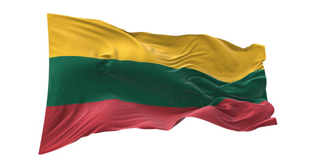 3d illustration flag of Lithuania. Lithuania flag waving isolated on white background with clipping path. flag frame with empty space for your text.