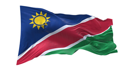 3d illustration flag of Namibia. Namibia flag waving isolated on white background with clipping path. flag frame with empty space for your text.