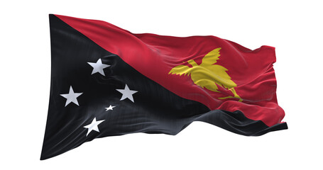 3d illustration flag of Papua New Guinea. Papua New Guinea flag waving isolated on white background with clipping path. flag frame with empty space for your text.
