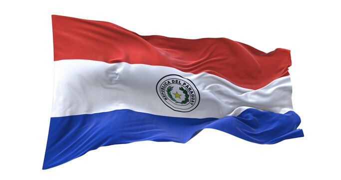 3d illustration flag of Paraguay. Paraguay flag waving isolated on white background with clipping path. flag frame with empty space for your text.