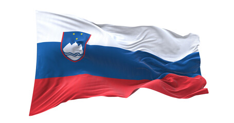 3d illustration flag of Slovenia. Slovenia flag waving isolated on white background with clipping path. flag frame with empty space for your text.