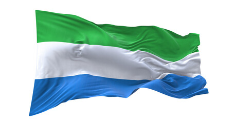3d illustration flag of Sierra Leone. Sierra Leone flag waving isolated on white background with clipping path. flag frame with empty space for your text.