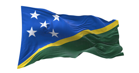 3d illustration flag of Solomon Islands. Solomon Islands flag waving isolated on white background with clipping path. flag frame with empty space for your text.