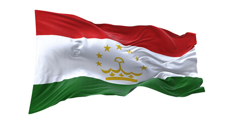3d illustration flag of Tajikistan. Tajikistan flag waving isolated on white background with clipping path. flag frame with empty space for your text.