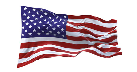 3d illustration flag of America. America flag waving isolated on white background with clipping path. flag frame with empty space for your text.